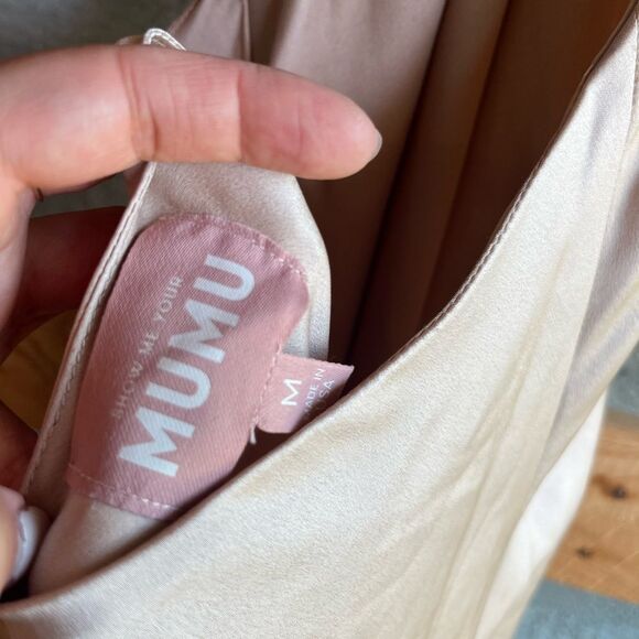 New show me your mumu champagne jasmine halter maxi twist neck dress gown - Picture 6 of 13